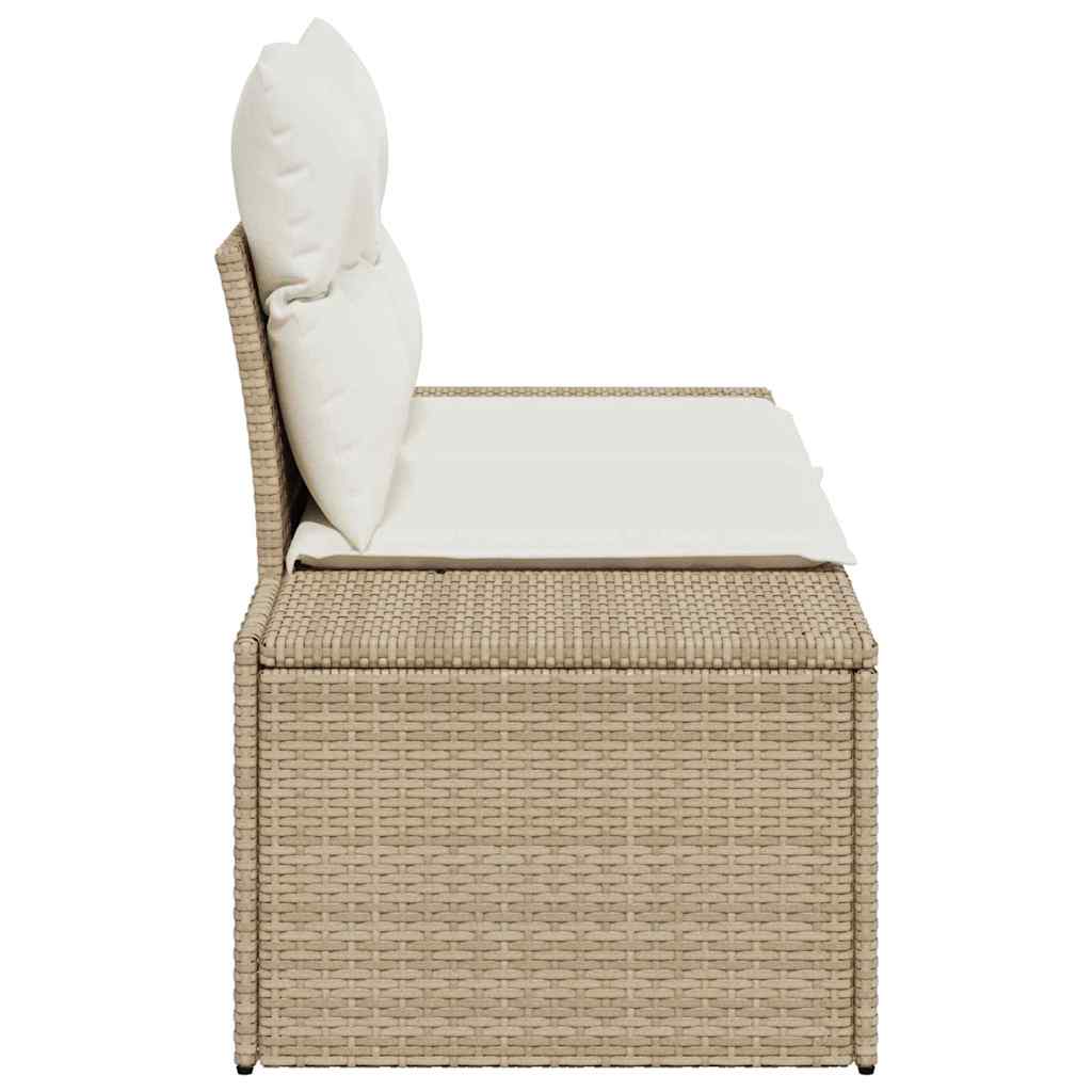 Garden Sofa with Cushion Beige 123 x 62 x 69cm Poly Rattan